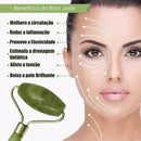 Kit Rolo Pedra De Jade + Placa Gua Sha Massagem Facial (cor aleatória)